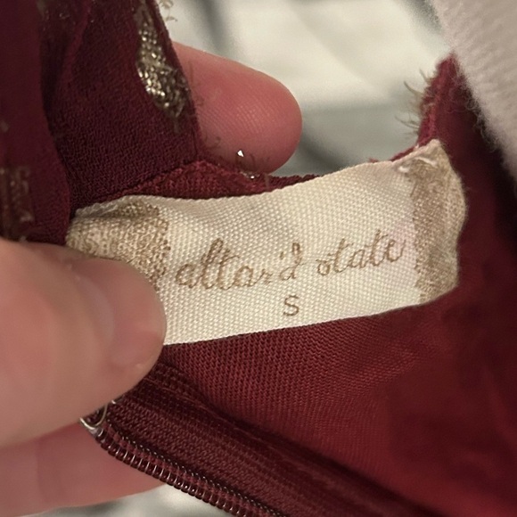 {Altar’d State} Anthropology Rare Maxi Dress Burgundy Gold Cottage Core - Picture 3 of 3